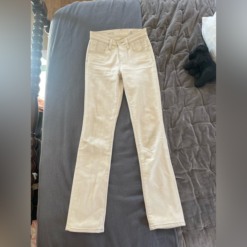 AG Cream straight leg jeans
